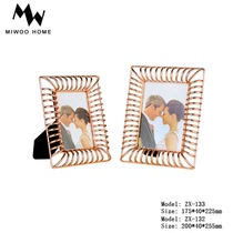 Modern Light Extravagant Stainless Steel Plated Bedroom Bookcase Photo Frame Swing Piece Creative Rohan Bamboo Photo Frame swing piece