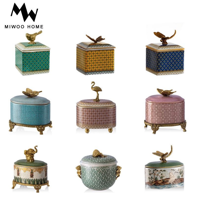 European and American Luxury Butterfly Storage Jar, French-Style Living Room Dragonfly Candy Jar, Bird Jewelry Box, Pure Copper Ceramic Decoration European and American Luxury Butterfly Storage Jar, French-Style Living Room Dragonfly Candy Jar, Bird Jewelry Box, Pure Copper Ceramic Decoration