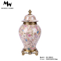 Ornements en porcelaine cuivrée de villa de style européen céramiques de style américain avec pots généraux en cuivre couvercles en porcelaine de fleurs et doiseaux haut de gamme et décorations dautel