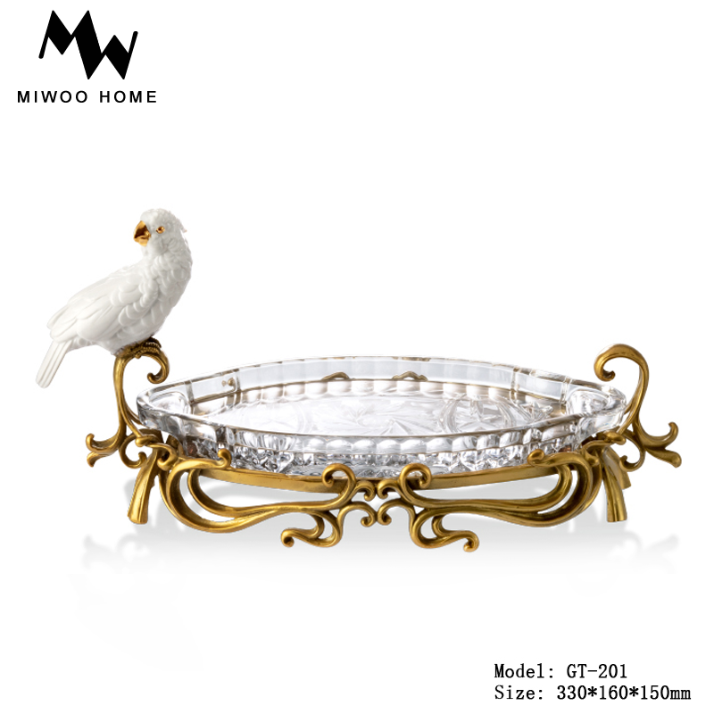 Eurostyle American Residence Decoration Hotel Clubhouse Banquet Triple Refreshments Disc Pure Copper Crystal Fruit Pan Fruit Basin Pendulum-Taobao