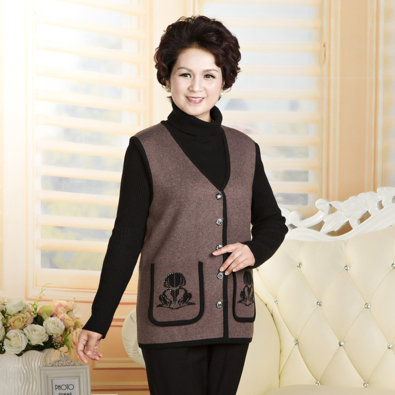 Mùa xuân và mùa thu và mùa đông mới trung niên nam giới và phụ nữ len đan vest cashmere dày vài Tang phù hợp với vest đỏ vest