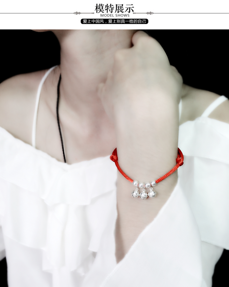 99 sterling bạc vòng tay chuông mắt cá chân chuỗi đàn ông và phụ nữ trẻ sơ sinh trẻ em trăng tròn quà tặng thiên tài áp lực ác dây đỏ lắc chân nữ titan