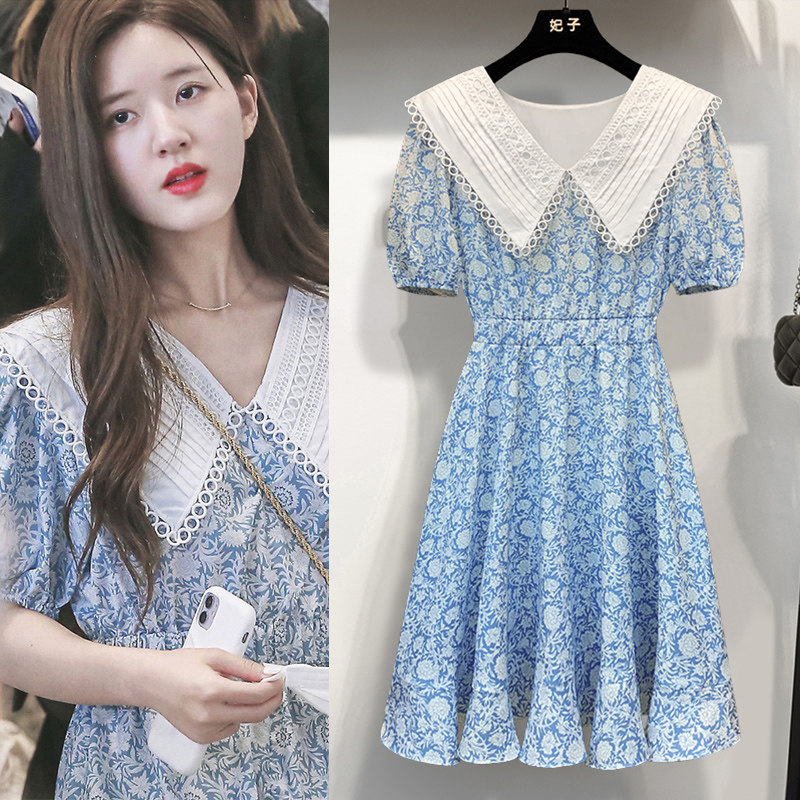 Zhao Ruth's same dolls collar crushed floral dress women's summer 2022 new sweet and thin and a little fresher dress fairy