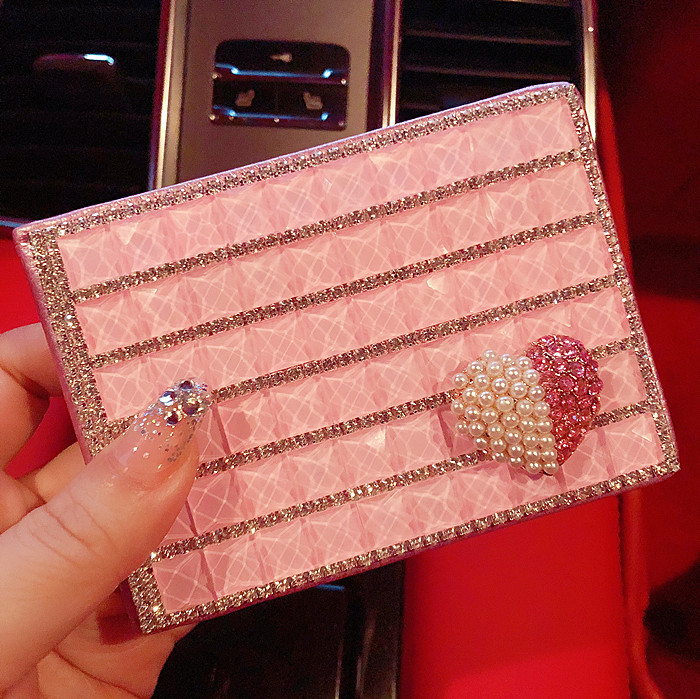 Cute inlaid diamond caring driver's license This motor vehicle travel book driving license driver's license plate leather cover card bag clip lovers