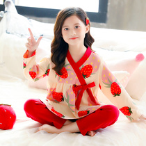 Girls pajamas spring and autumn 2021 new cotton female baby long sleeve suit