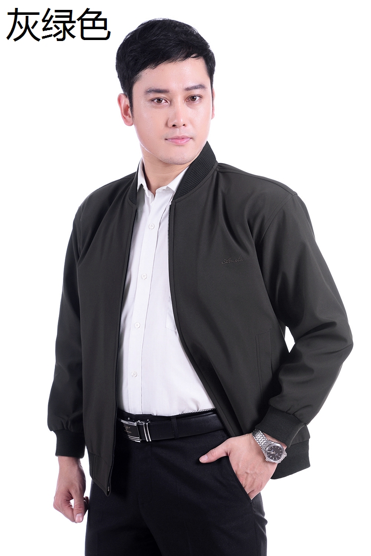 Mùa thu cha mặc áo khoác nam trung niên mùa xuân và mùa thu mỏng nam cổ áo giản dị cổ áo trung niên nam áo bò nam