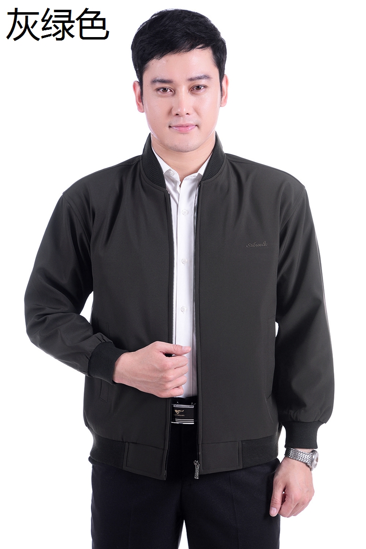 Mùa thu cha mặc áo khoác nam trung niên mùa xuân và mùa thu mỏng nam cổ áo giản dị cổ áo trung niên nam áo bò nam