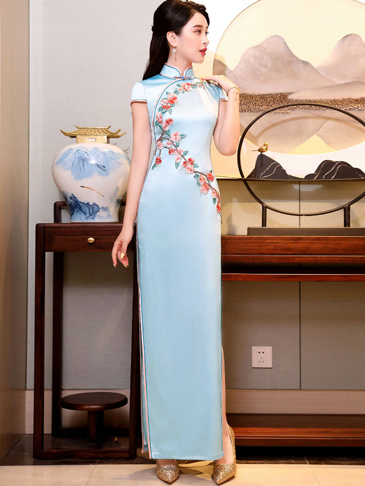 Elite long cheongsam, lightweight retro elegant dress, 2024 years