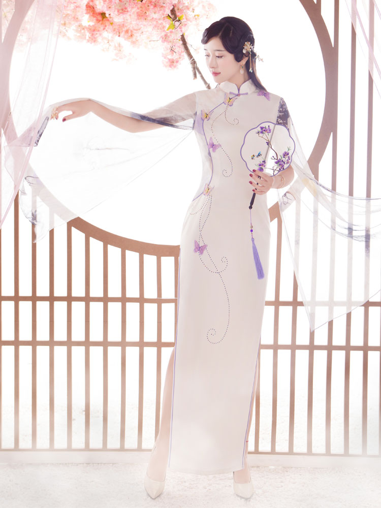 Spring cheongsam, lightweight white dress Spring cheongsam, lightweight white dress