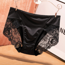 European and American incognito lace panties Female comfort cotton crotch waist large size briefs ice silk summer breathable