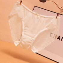 Sexy Lace Pants Woman Big Code Fat Mm Mesh Yarn Clairvoyant Thin cotton crotch mid-waist No-scratched triangular shorts Summer