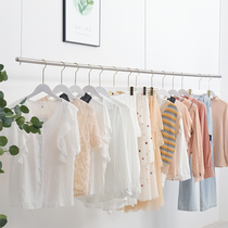 Clothing Store Suspended Ceiling Shelving Shelf Stainless Steel Silver upper wall Clothing Store Steel Wire Adjustable Display Shelf