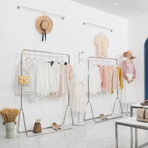 Clothing Store Show Shelf Ground Type Stainless Steel Middle Island Rack Hung Clothes Shelves Womens Clothing Clothes Hanger Shelving Shelf Display Shelf