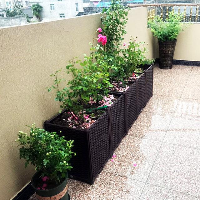 Balcony vegetable pot family rectangular vegetable planting box extra large deepened plastic large flower pot balcony vegetable box