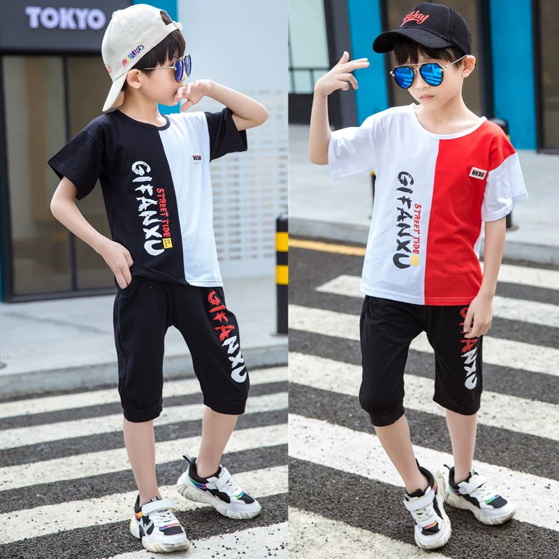 Quần áo trẻ em bé trai phù hợp với mùa hè 2020 mới cho trẻ em mùa hè ngắn tay cotton hai mảnh phiên bản Hàn Quốc hợp thời trang và đẹp trai - Phù hợp với trẻ em