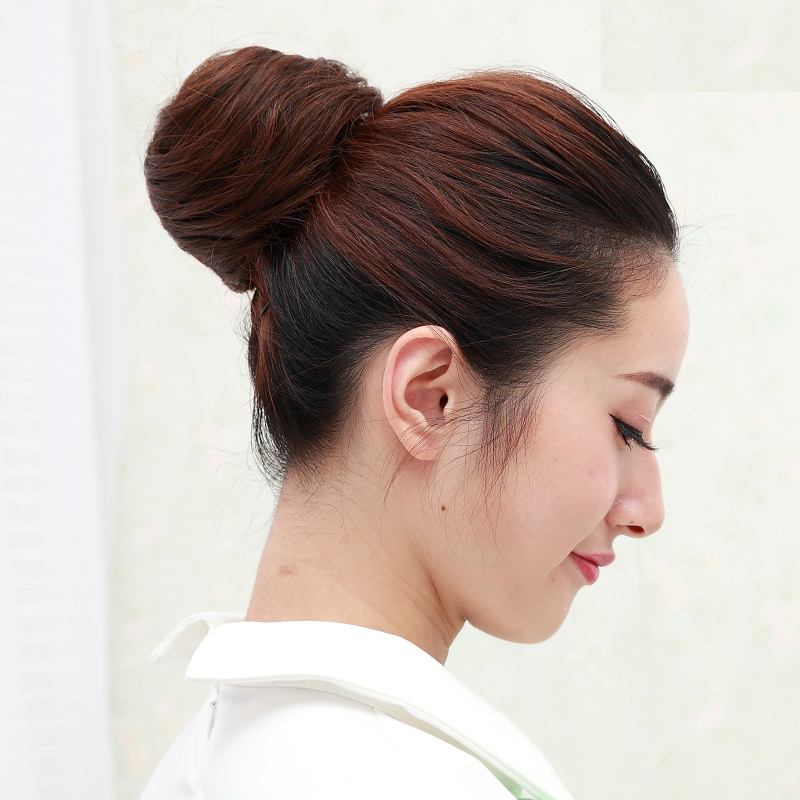 Wig women's hair floral headdress drawstring clasp type real hair curly hair bag ball head micro roll wig hair ring straight hair bud flower head