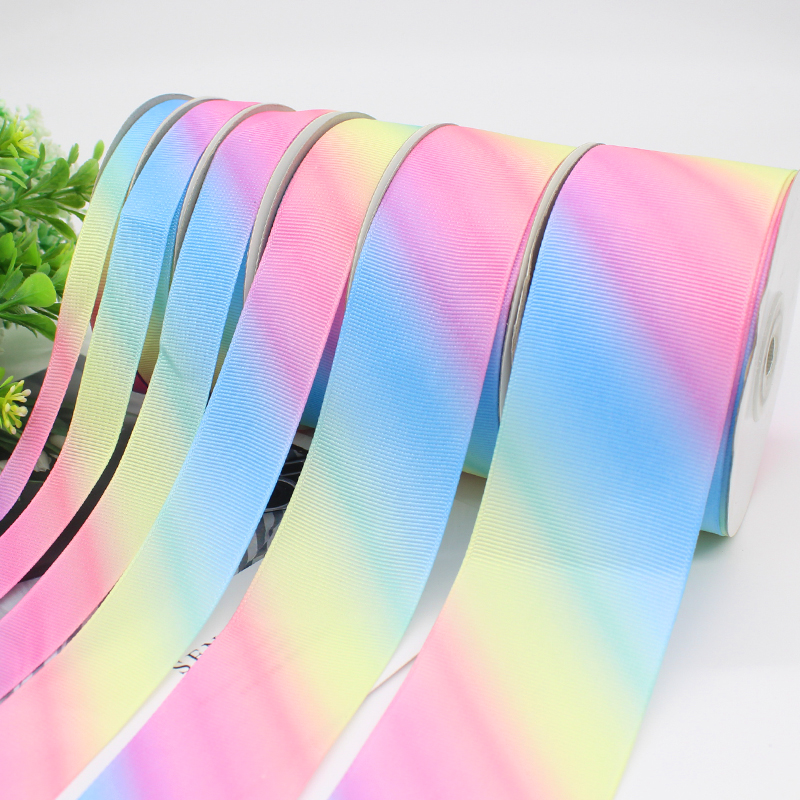 Blue Sea Romark Rainbow Ribbon with flowers packaging color with cake box packing satin ribbon Ribbon Gift Wrapping Silk Ribbon