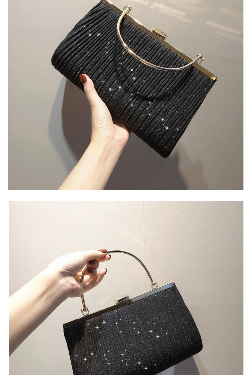 Pu Leather Polyester Solid Color Sequins Square Clutch Evening Bag display picture 3