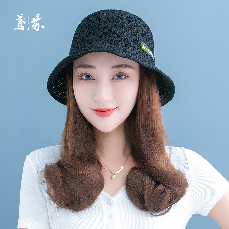 Wig hat female summer detachable short curly hair one fashion net red trend wig female full head set fluffy summer