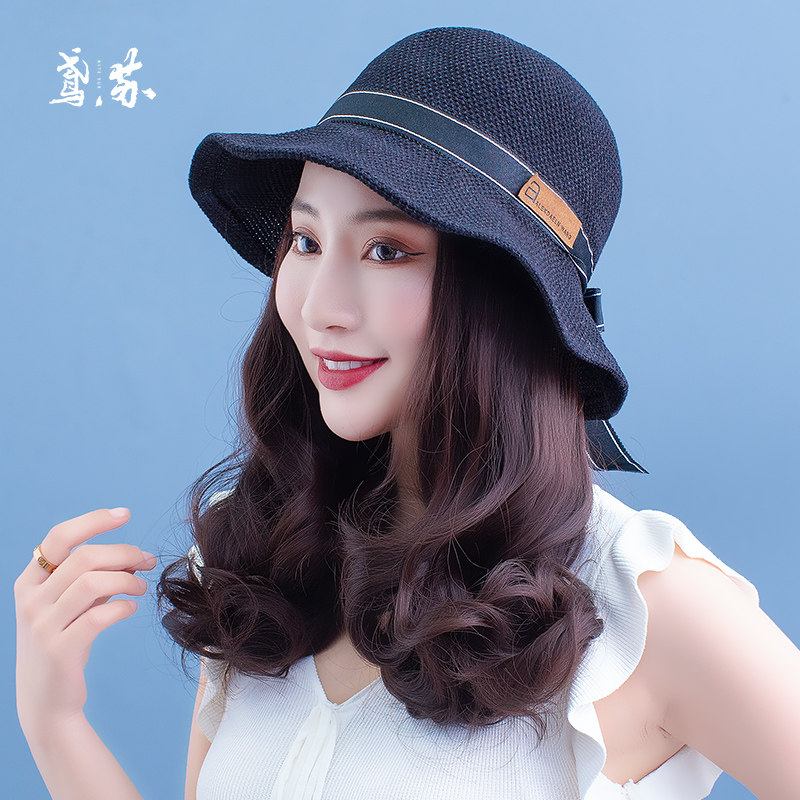 Wig hat summer one-piece fashion detachable net red trend simulation medium and long curly hair spring and autumn thin full headgear - Taobao