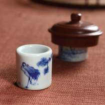 Jingdezhen ceramic cover hand-painted blue and white cover bowl tea pot cover purple sand pot cover hand-made kung fu tea ceremony zero match