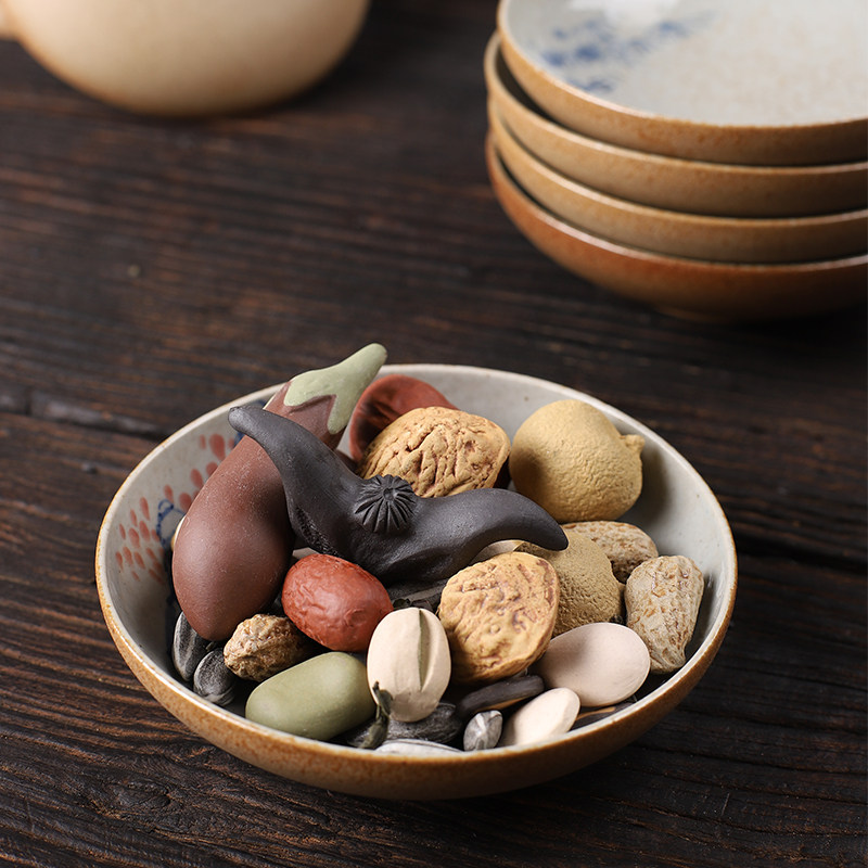 Jingdezhen Rough Pottery Tea Disk Painting Retro Tea Disk Disk Disk Disk Dry Cucumber Snacks Dish