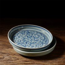 Jingdezhen Chinese antique blue and white pot bearing calligraphy tea dish