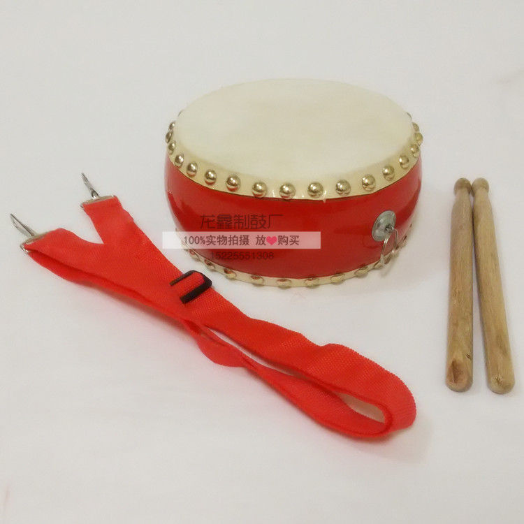 5 Inch Flat Drum Small Drum Cow Leather Face Drum Boutique Toy Drum Children Early Education Supplies A Drumstick With Drumstick Square Towels A Baby Bag