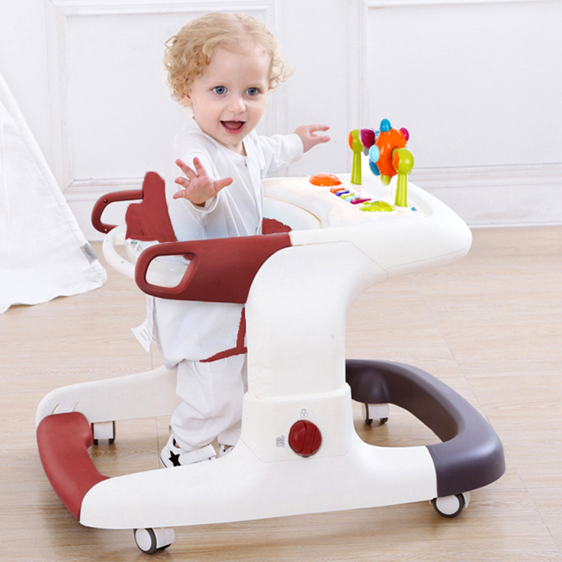 Europe and the United States new double brake wheel children's walker baby walker multi-functional anti-O-leg rollover dining chair