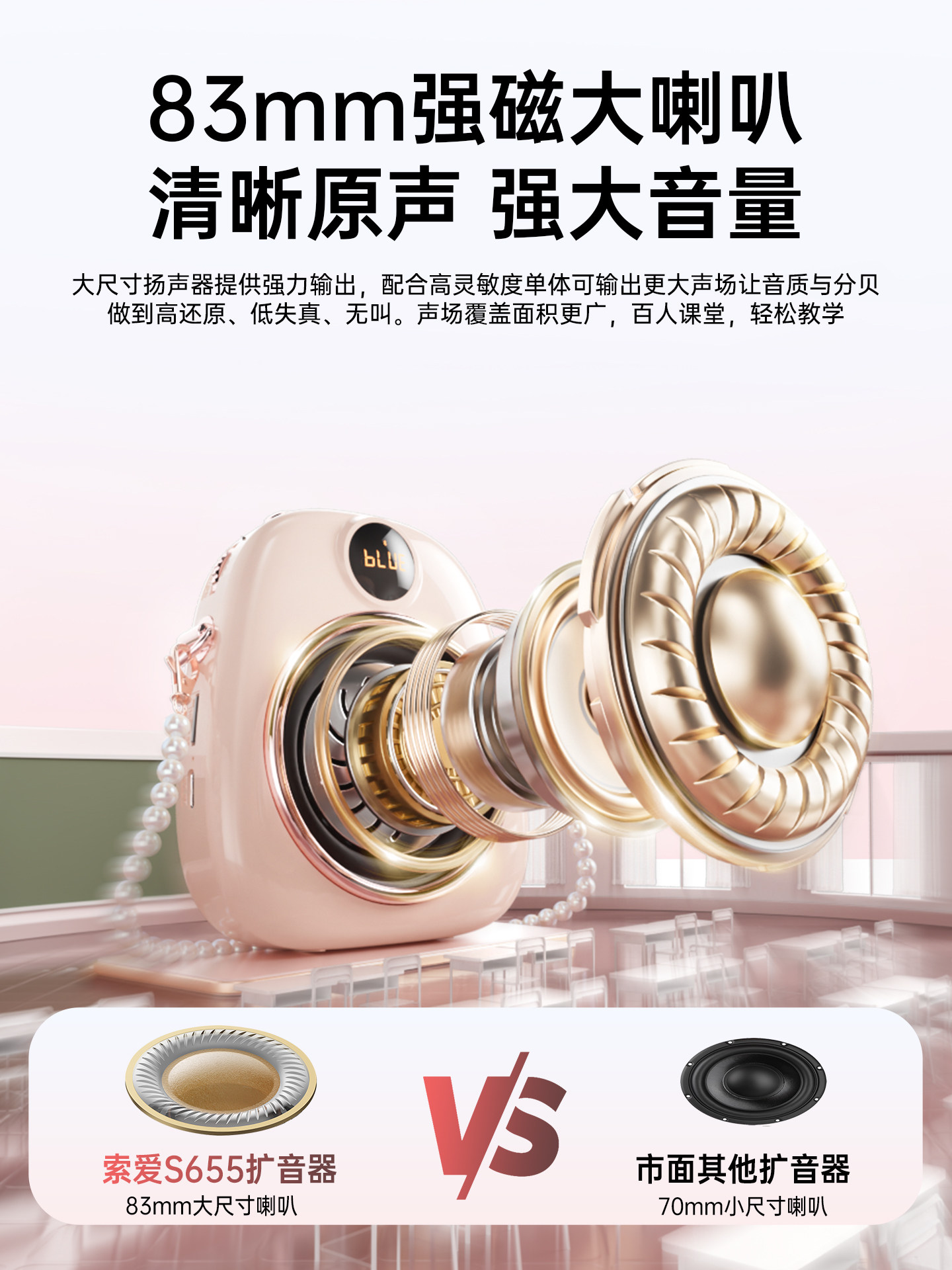 Sony Ericsson S655 Wireless Lavalier Amplifier for Teachers, Special Microphone for Lectures, Speaker