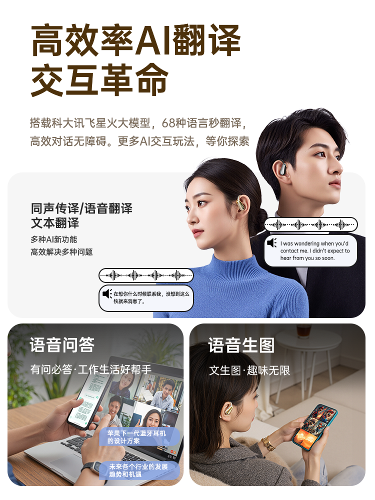 Sony Ericsson Ting3 Over-Ear Bluetooth Headset 2025 New Model Ai Smart Open Non-In-Ear Wireless Air Conduction