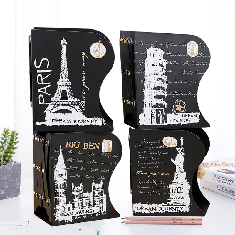 Telescopic Book Stand Triple Student Clips Book stopper Book by large Number of septor plywood thickened minimalist Cartoon Metal Iron Frame