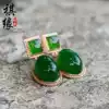 Hetian Jasper earrings 18K gold inlaid jade larry earrings Jade hot spinach green jewelry ear needles show face thin