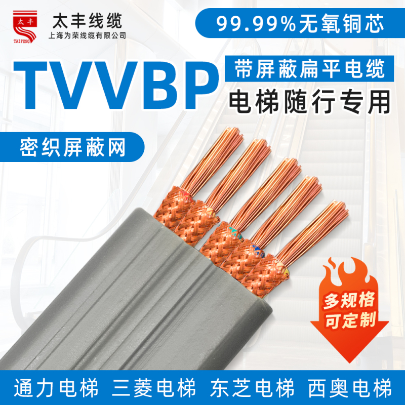 Tvvbp Elevator Portable Flat Shielded Cable 3-48 Core Electric Telescopic Door Wire 0.75-1.52 Flat Wire Tvvbp Elevator Portable Flat Shielded Cable 3-48 Core Electric Telescopic Door Wire 0.75-1.52 Flat Wire