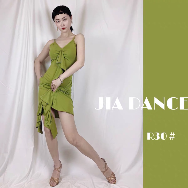 JIA DANCE Latin dance wave hanging band dress new female adult foreign dress with chest cushion R30