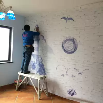 Lighthouse Mediterranean style wallpaper 3D Brick Wall cloth large mural living room bedroom TV background wallpaper