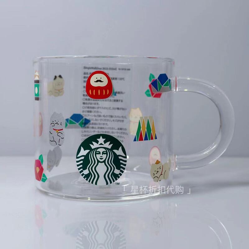 Starbucks Cup Japan 2024 New Year Edition Mount Fuji Daruma Cat Cute Glass Coffee Cup Gift for Girlfriend Water Cup Starbucks Cup Japan 2024 New Year Edition Mount Fuji Daruma Cat Cute Glass Coffee Cup Gift for Girlfriend Water Cup