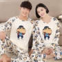 Phim hoạt hình mùa xuân và mùa thu Crayon Shinchan Bộ đồ ngủ cotton dài tay XL Bộ đồ trẻ em nam nữ shop đồ đôi nam nữ