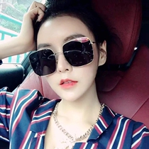 Net red with the same glasses womens fashion square frame gold sunglasses large frame round face polarized square frame makeup sunglasses