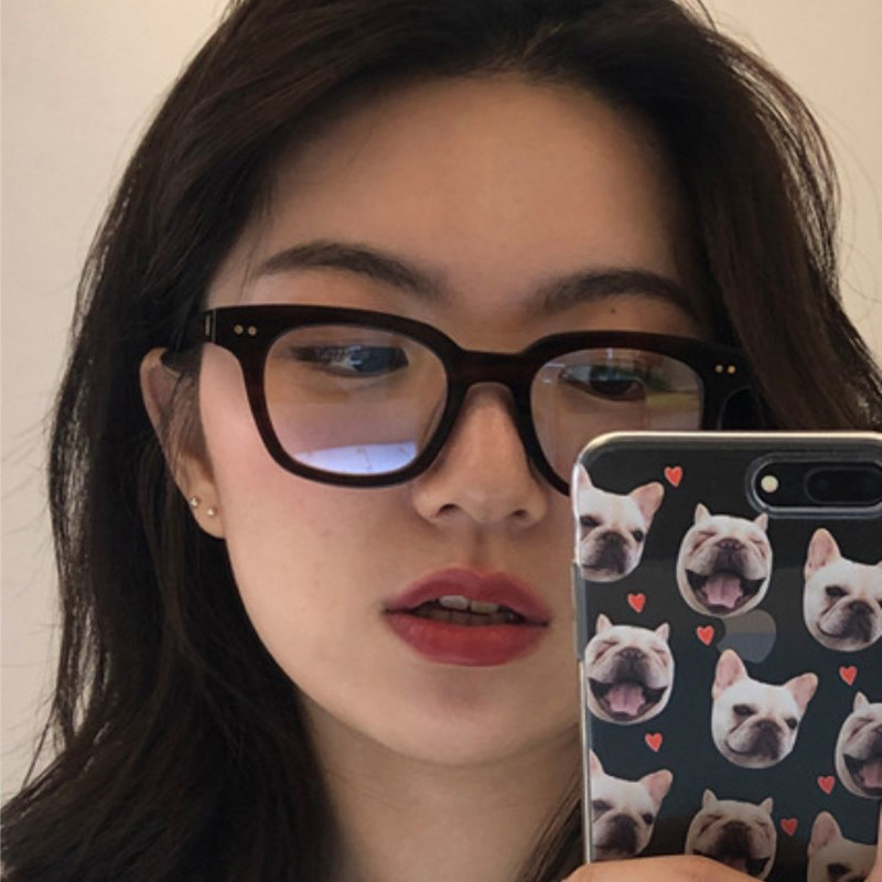 New star with the same pigment of myopia glasses female network red large frame GM black frame anti-blue light anti-radiation flat mirror male