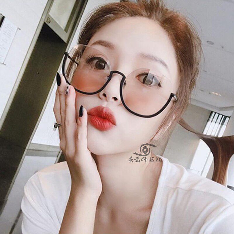 2019 net red money Han version Tide Retro Sunglasses Half-Frame Tea Color Sunglasses Women's Tennis Red Ulzzang Street Pat