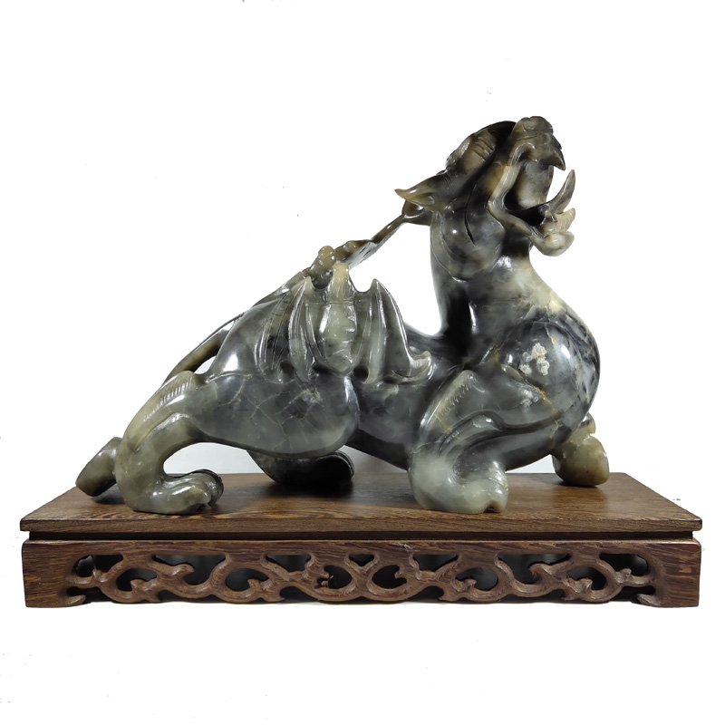 Anhui Guojin Yu 27CM jade Pixiu ornaments a pair of natural jade living room office decoration opening gift