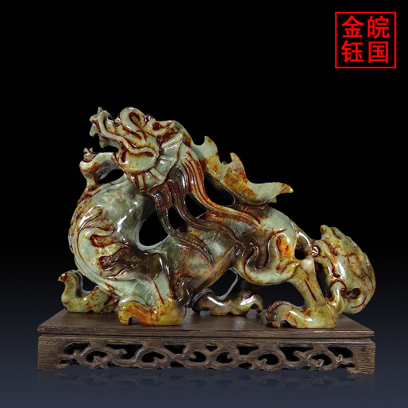 Wan Guoguo Jinyu 32CM jade Jade Leopard's Swing Piece Big Office Opening Gift Atmosphere Upper Class Jade