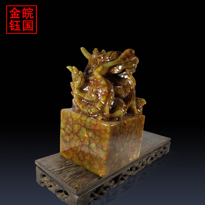 Anhui Jinyu natural jade paperweight town book Dragon seal seal decoration Promotion seal help official Yun Wen Fang Si Bao