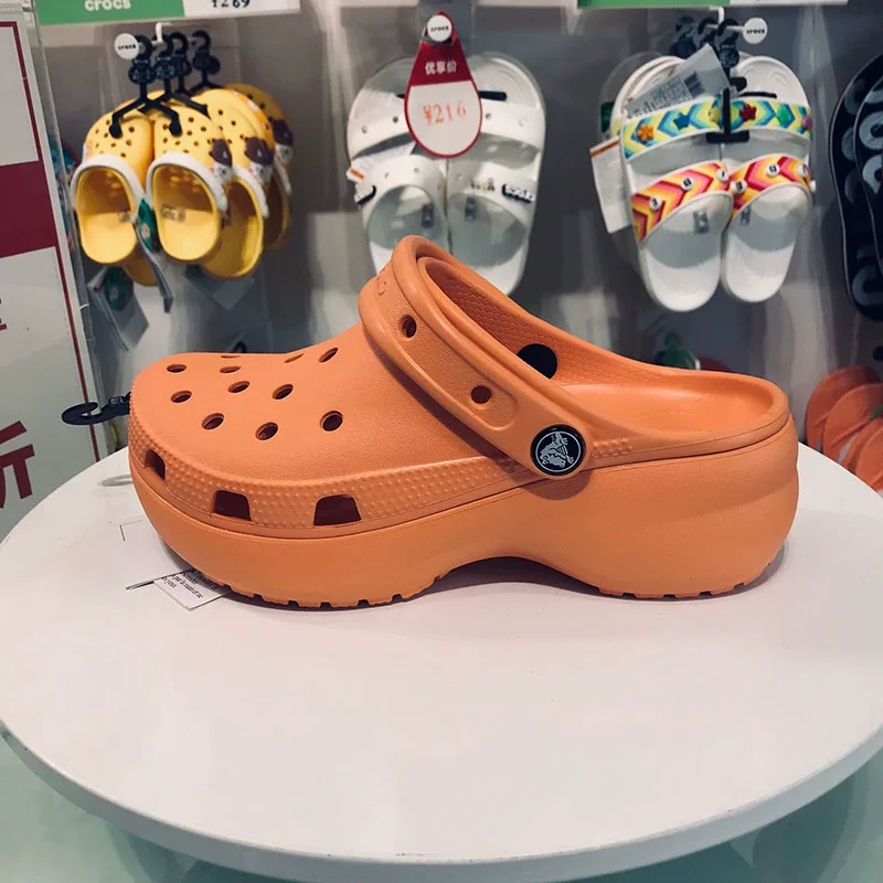 Обувь женская Crocs Carlo Chi Yun Duo Beach с толстой подошвой, с углублением, обувь-«каменная пещера» (Little Whale) с песком, сандалии 206750