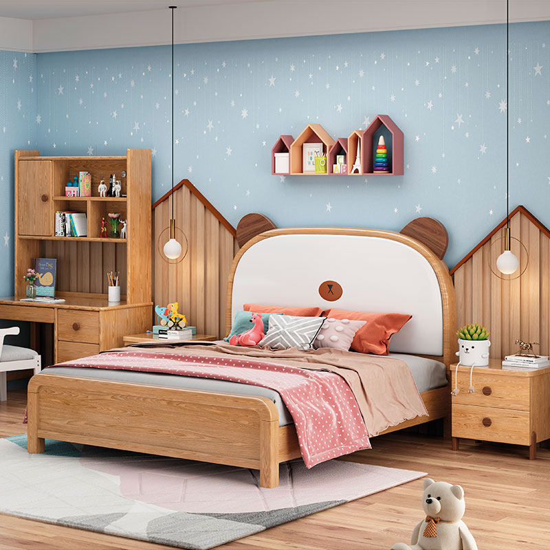 Children's bed boy girl child boy Nordic modern minimalist ash wood full solid wood 1 5m small apartment single bed