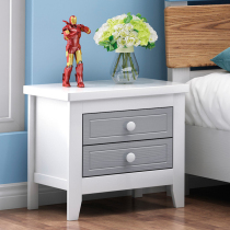Children solid wood bed head cabinet American minimalist modern small family type bedroom home free of mounting storage containing bedside cabinet