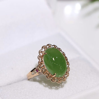 Fashion trendy hetian jade gold inlaid hand jewelry for mom