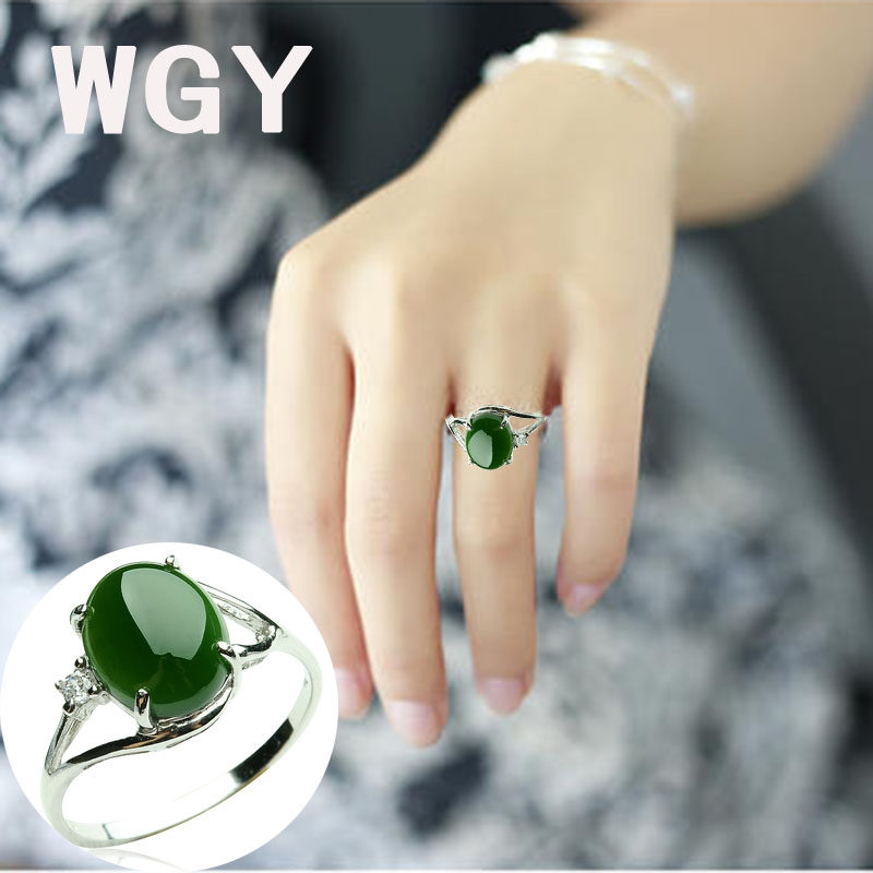 和田玉双圈+戒指（已被预订） 和田玉碧玉貔貅金镶戒指（9.0g） – 厚德载玉