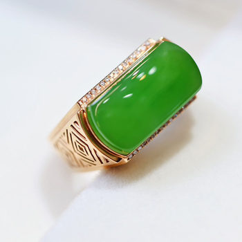 Original design hetian jade gold inlaid jade ring for leaders